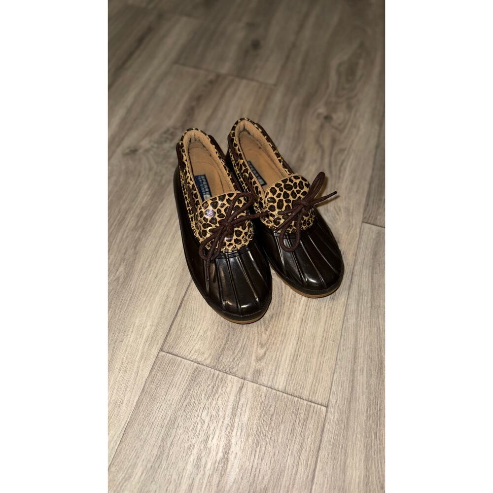 Sperry Leopard Print Duck Shoes | Women’s Slip-On Rain Shoes Size 7